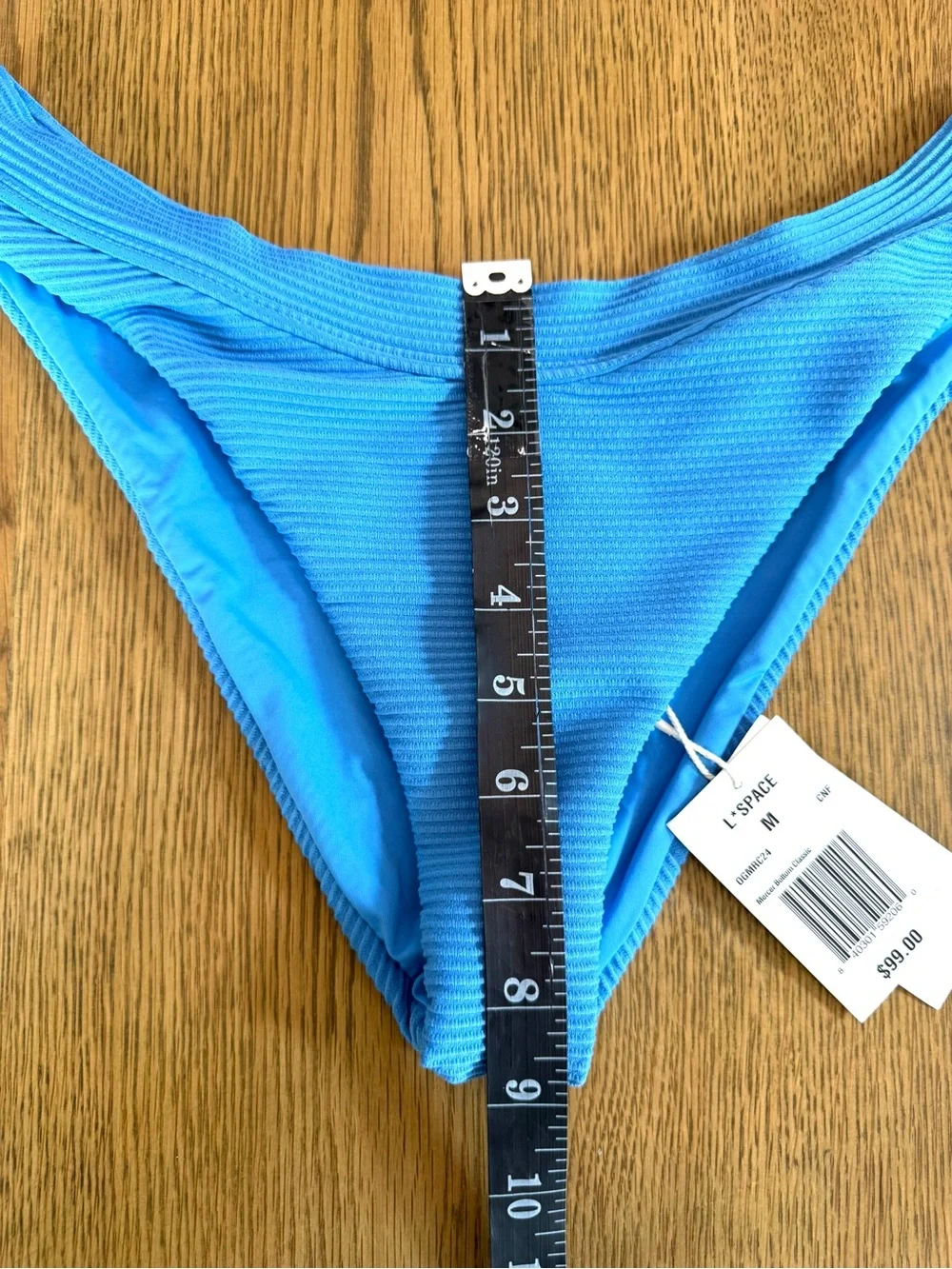 L*Space Mercer Classic Bikini Bottom Light Blue Textured High Cut NWT